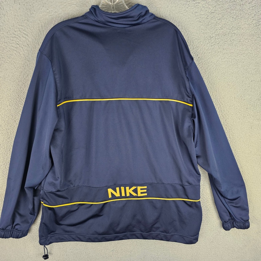 Nike Track Jacket Mens XL Full Zip Embroidered Logo Yellow Trim Mock Neck Y2K